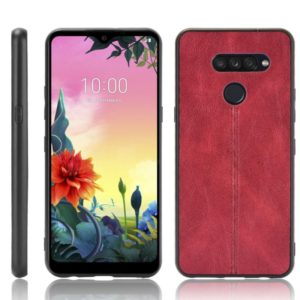 For LG K50S Shockproof Sewing Cow Pattern Skin PC + PU + TPU Case(Red) (OEM)