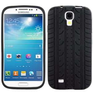 Pure Color Tyre Texture Silicone Case for Galaxy S IV / i9500(Black) (OEM)