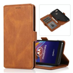 For Motorola Moto E6 Play Retro Magnetic Closing Clasp Horizontal Flip Leather Case with Holder & Card Slots & Photo Frame & Wallet(Brown) (OEM)