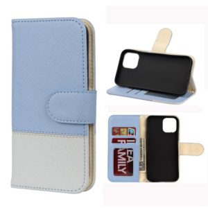 For iPhone 12 mini Splicing Color Horizontal Flip Leather Case with Holder & Photo Frame & Card Slots & Wallet(Light Blue) (OEM)