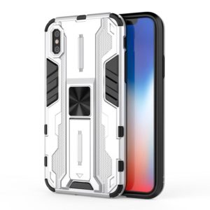 For iPhone XS Max Supersonic PC + TPU Shock-proof Protective Case with Holder(Silver) (OEM)