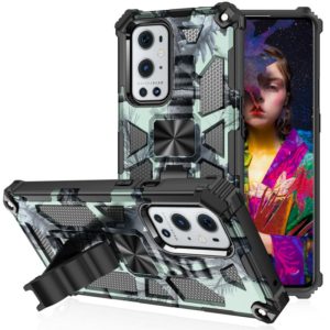 For OPPO A74 / A93 5G Camouflage Armor Shockproof TPU + PC Magnetic Protective Case with Holder(Light Green) (OEM)