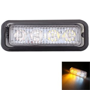 12W 720LM 6500K 577-597nm 4-LED White + Yellow Light Wired Car Flashing Warning Signal Lamp, DC12-24V, Wire Length: 95cm (OEM)