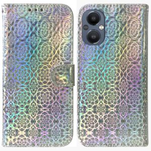 For OnePlus Nord N20 5G Colorful Magnetic Buckle Leather Phone Case(Silver) (OEM)
