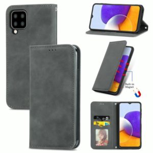 For Samsung Galaxy A22 4G (EU Version) Retro Skin Feel Business Magnetic Horizontal Flip Leather Case With Holder & Card Slots & Wallet & Photo Frame(Grey) (OEM)