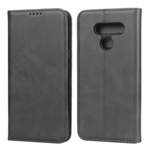 For LG K50 Calf Texture Magnetic Horizontal Flip Leather Case with Holder & Card Slots & Wallet(Black) (OEM)