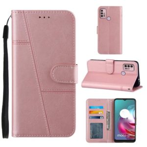 For Motorola Moto G10 Stitching Calf Texture Buckle Leather Phone Case(Pink) (OEM)