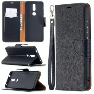 For Nokia 2.4 Litchi Texture Pure Color Horizontal Flip Leather Case with Holder & Card Slots & Wallet & Lanyard(Black) (OEM)