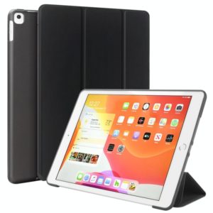 Three-folding Surface PU Leather TPU Matte Soft Bottom Case with Holder & Sleep / Wake-up Function For iPad 10.2 2021 / 2020 / 2019 / iPad Pro 10.5 inch(Black) (OEM)