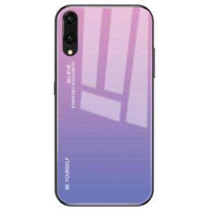 For Huawei P20 Gradient Color Glass Case(Light Purple) (OEM)