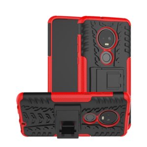 Tire Texture TPU+PC Shockproof Case for Motorola G7, with Holder (Red) (OEM)