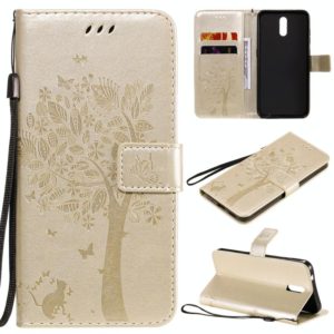 For Nokia 2.3 Tree & Cat Embossed Pattern Horizontal Flip Leather Case with Holder & Card Slots & Wallet & Lanyard(Gold) (OEM)