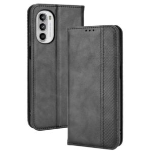 For Motorola Moto G71s/G82 5G/G52 4G Magnetic Buckle Retro Crazy Horse Leather Phone Case(Black) (OEM)