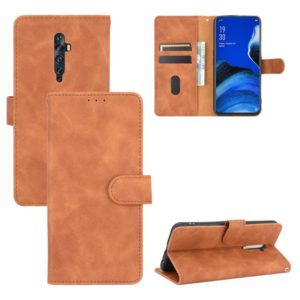 For OPPO Reno2 Z / F Solid Color Skin Feel Magnetic Buckle Horizontal Flip Calf Texture PU Leather Case with Holder & Card Slots & Wallet(Brown) (OEM)