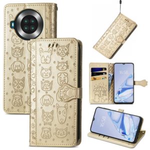 For CUBOT Note 20 Lovely Cat and Dog Embossing Pattern Horizontal Flip Leather Case , with Holder & Card Slots & Wallet & Cartoon Clasp & Lanyard(Gold) (OEM)