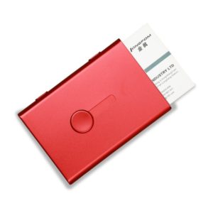 Metal Portable Push Card Case Ultra-thin Frosted Light Business Card Packing Box(Red) (OEM)