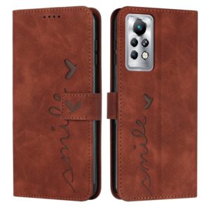 For Infinix Note 11 Pro Skin Feel Heart Pattern Leather Phone Case(Brown) (OEM)