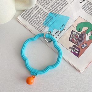 Flower-shaped Wave Phone Case Anti-lost Keychain Silicone Bracelet(Blue) (OEM)