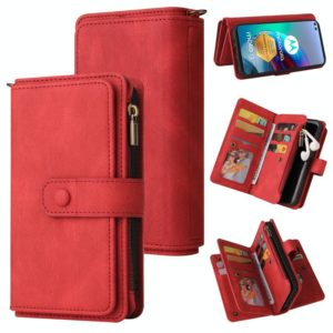 For Motorola Edge S Skin Feel PU + TPU Horizontal Flip Leather Case With Holder & 15 Cards Slot & Wallet & Zipper Pocket & Lanyard(Red) (OEM)