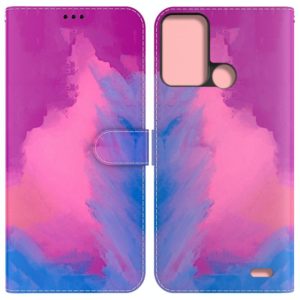 For ZTE Blade A52 Watercolor Pattern Horizontal Flip Leather Phone Case(Purple Red) (OEM)