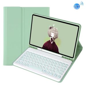 YA610B Candy Color Skin Feel Texture Round Keycap Bluetooth Keyboard Leather Case For Samsung Galaxy Tab S6 Lite 10.4 inch SM-P610 / SM-P615(Light Green) (OEM)