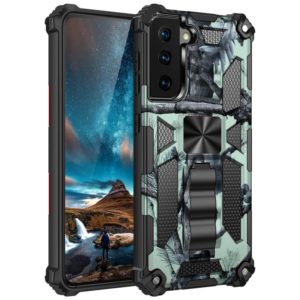 For Samsung Galaxy S21 Ultra 5G Camouflage Armor Shockproof TPU + PC Magnetic Protective Case with Holder(Mint Green) (OEM)