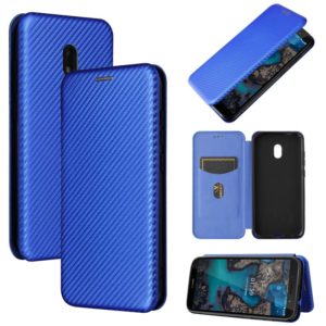 For Nokia C1 Plus Carbon Fiber Texture Horizontal Flip TPU + PC + PU Leather Case with Card Slot(Blue) (OEM)