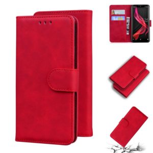 For Sharp Aquos Zero Skin Feel Pure Color Leather Phone Case(Red) (OEM)