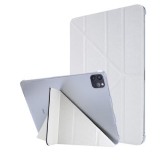 Silk Texture Horizontal Deformation Flip Leather Case with Three-folding Holder For iPad Air 2022 / 2020 10.9(White) (OEM)