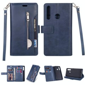 For Samsung Galaxy M30 / Galaxy A40s Multifunctional Zipper Horizontal Flip Leather Case with Holder & Wallet & 9 Card Slots & Lanyard(Blue) (OEM)