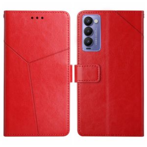 For Tecno Camon 18P HT01 Y-shaped Pattern Flip Leather Phone Case(Red) (OEM)