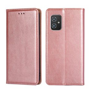 For Asus Zenfone 8 ZS590KS Gloss Oil Solid Color Magnetic Leather Phone Case(Rose Gold) (OEM)