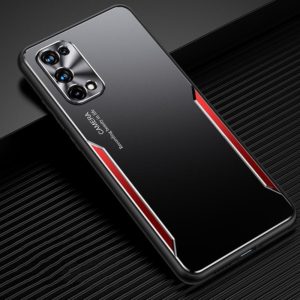 For OPPO Realme X7 Blade Series TPU Frame + Titanium Alloy Sand Blasting Technology Backplane + Color Aluminum Alloy Decorative Edge Mobile Phone Protective Shell(Black + Red) (OEM)