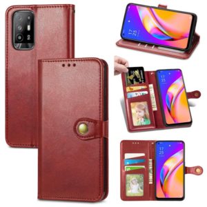 For OPPO A94 5G /F19 Pro+ 5G /Reno5 Z Solid Color Leather Buckle Phone Case with Lanyard & Photo Frame & Card Slot & Wallet & Stand Function(Red) (OEM)