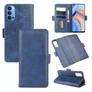 For OPPO Reno 4 5G Dual-side Magnetic Buckle Horizontal Flip Leather Case with Holder & Card Slots & Wallet(Dark Blue) (OEM)