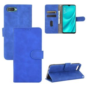 For OPPO Reno A Solid Color Skin Feel Magnetic Buckle Horizontal Flip Calf Texture PU Leather Case with Holder & Card Slots & Wallet(Blue) (OEM)