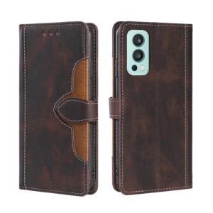 For OnePlus Nord 2 5G Skin Feel Straw Hat Magnetic Buckle Leather Phone Case(Brown) (OEM)