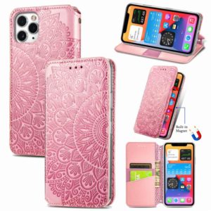 For iPhone 11 Pro Max Blooming Mandala Embossed Pattern Magnetic Horizontal Flip Leather Case with Holder & Card Slots & Wallet(Pink) (OEM)