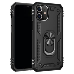 For iPhone 12 / 12 Pro Shockproof TPU + PC Protective Case with 360 Degree Rotating Holder(Black) (OEM)