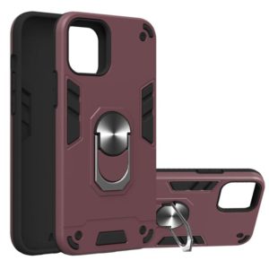 For iPhone 12 / 12 Pro Armour Series PC + TPU Protective Case with Ring Holder(Wnie Red) (OEM)