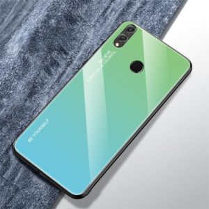 For Huawei Honor 8X Gradient Color Glass Case(Sky Blue) (OEM)