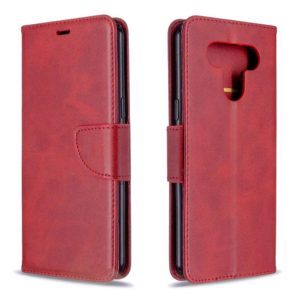 For LG K51 Retro Lambskin Texture Pure Color Horizontal Flip PU Leather Case with Holder & Card Slots & Wallet & Lanyard(Red) (OEM)
