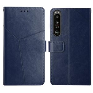 For Sony Xperia 1 III Y Stitching Horizontal Flip Leather Phone Case with Holder & Card Slots & Wallet & Photo Frame(Blue) (OEM)