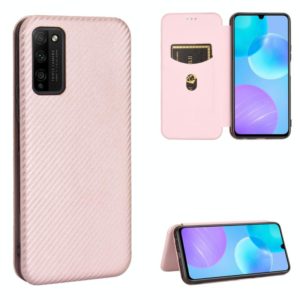 For Huawei Honor 30 Youth Carbon Fiber Texture Horizontal Flip TPU + PC + PU Leather Case with Card Slot(Pink) (OEM)