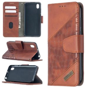 For Huawei Y5(2019) Matching Color Crocodile Texture Horizontal Flip PU Leather Case with Wallet & Holder & Card Slots(Brown) (OEM)