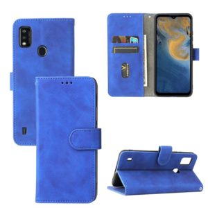 For ZTE Blade A51 Solid Color Skin Feel Magnetic Buckle Horizontal Flip Calf Texture PU Leather Case with Holder & Card Slots & Wallet(Blue) (OEM)