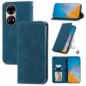For Honor 50 Pro Retro Skin Feel Business Magnetic Horizontal Flip Leather Case with Holder & Card Slots & Wallet & Photo Frame(Blue) (OEM)