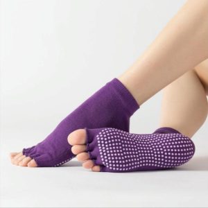 3 Pair Open-Toe Yoga Socks Indoor Sports Non-Slip Five-Finger Dance Socks, Size: One Size(Pure Color Deep Purple) (OEM)
