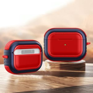 Wireless Earphones Shockproof TPU + PC Protective Case with Carabiner For AirPods Pro(Red+Blue) (OEM)