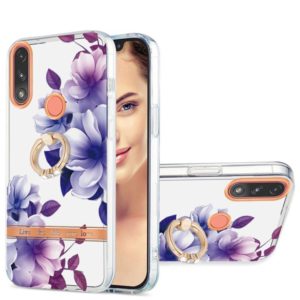 For Motorola Moto E7 Power / E7i Power Ring IMD Flowers TPU Phone Case(Purple Begonia) (OEM)